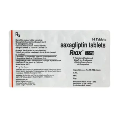 Riax 2.5 Mg Tablet (Saxagliptin)