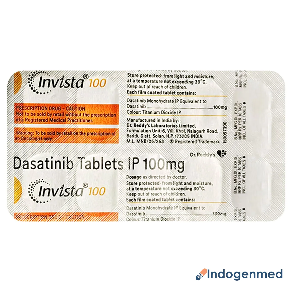 Invista 100 Mg Tablet 2 Invista 100 Mg Tablet (Dasatinib)