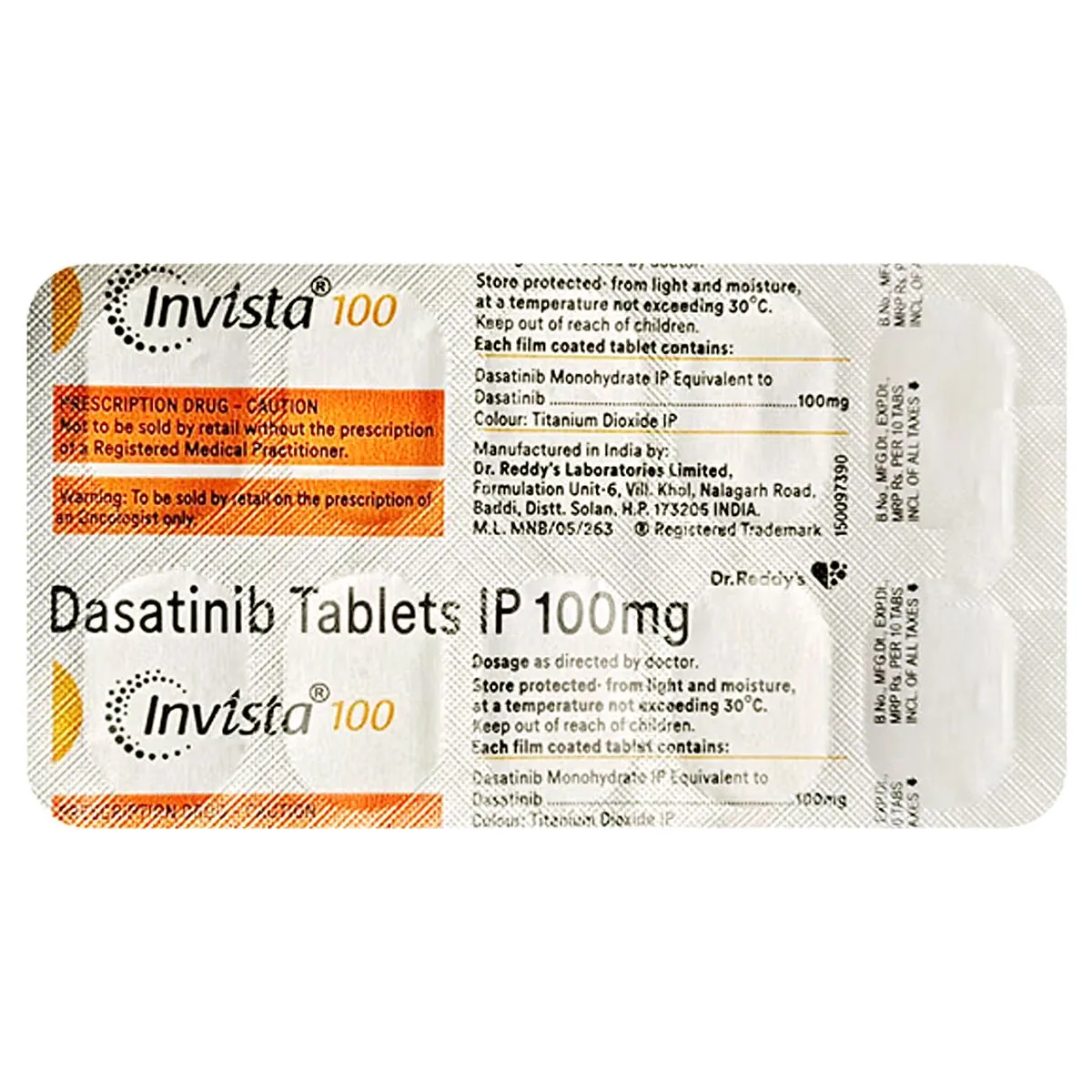 Invista 100 Mg Tablet 1 Invista 100 Mg Tablet (Dasatinib)
