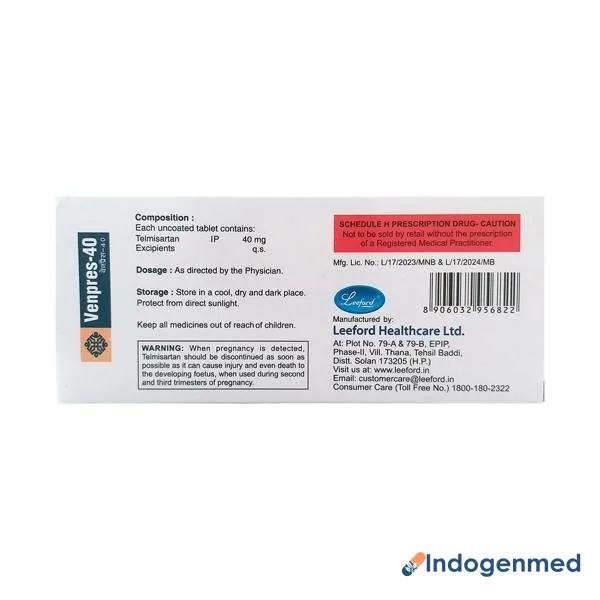 Venpres 40 Tablet 10 3 Venpres 40 Tablet 10 (Telmisartan)