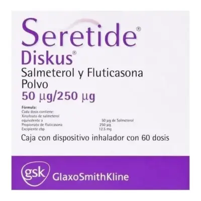 Seretide Dc 50 Mcg/250 Mcg Inhaler (Fluticasone Propionate/Salmeterol)