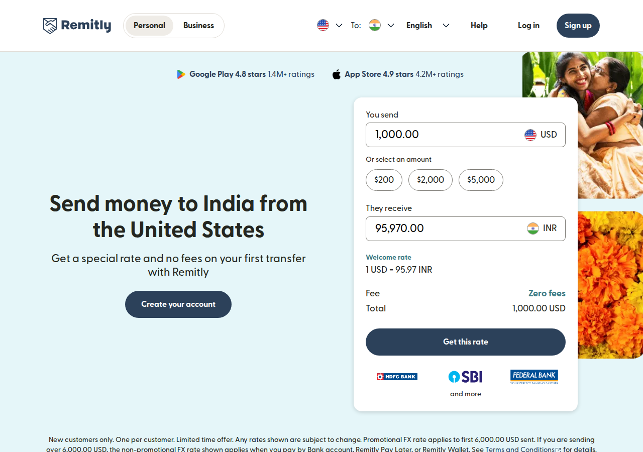 How To Pay Your Indogenmed Order Using Remitly (Step-By-Step Guide) 5 Remitly send money to India page showing transfer calculator