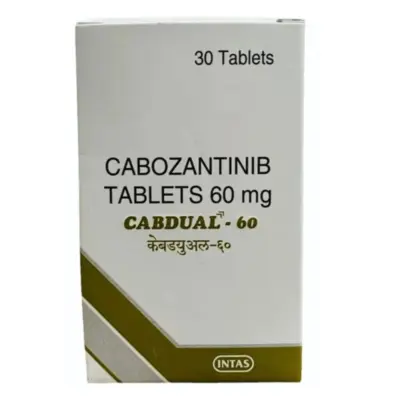 Box of Cabozantinib tablets, 60 mg