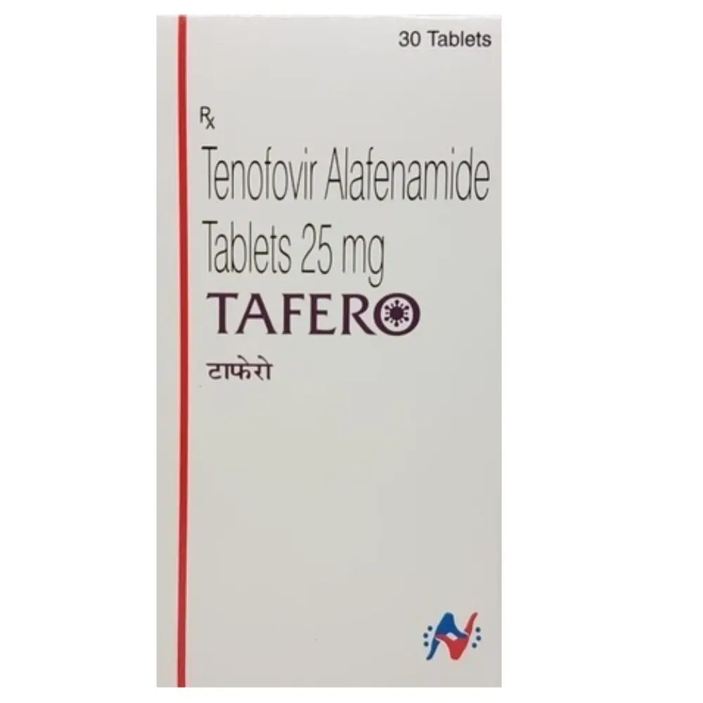 Tafero 25 Mg Tablets 1 Medication packaging for Tenofovir Alafenamide
